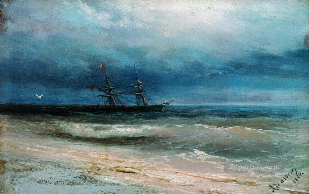 sea with a ship 1884 Romantic Ivan Aivazovsky Russian Oil Paintings